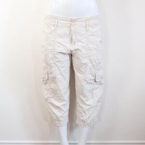 Y2k khaki cargo capri pants utility gorpcore cream size 12 petite